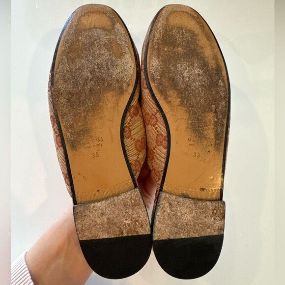 GUCCI GG Canvas Beige Mauve Gold Monogram Princetown Horsebit Slipper EU 39 / 9 - Picture 6 of 8